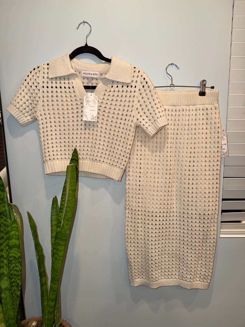 Willow & Wind Cream Knit Midi Dress Set